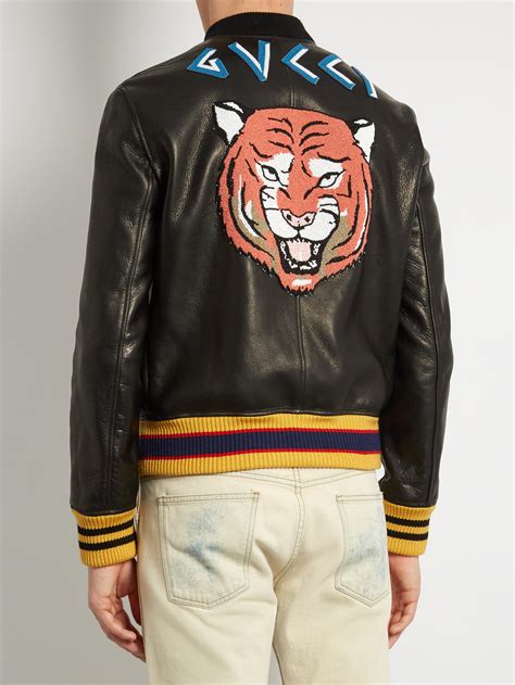 bomber gucci tiger|Gucci bomber jacket black.